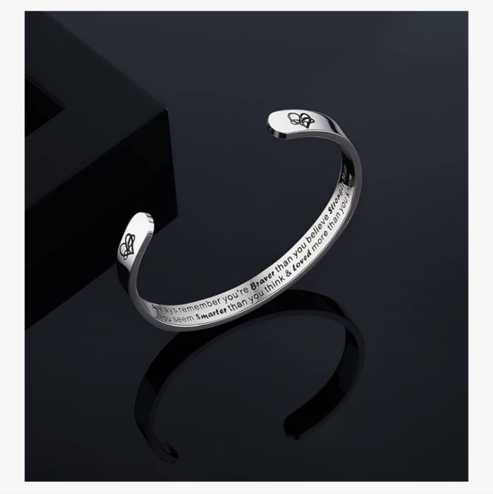 Silver Inspirational Cuff Bracelet